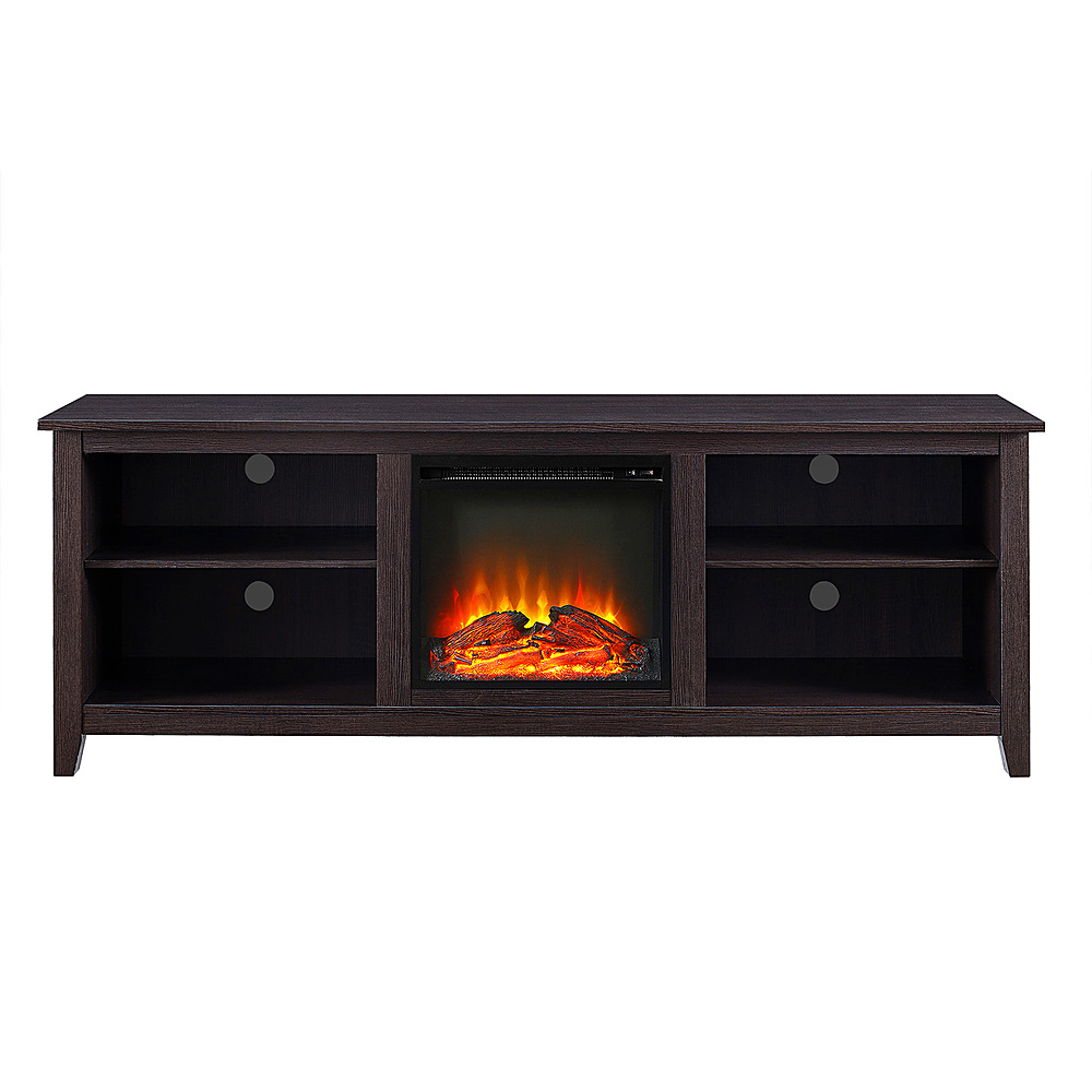 Angle View: Walker Edison - 70" Open Storage Fireplace TV Stand for Most TVs Up to 80" - Espresso