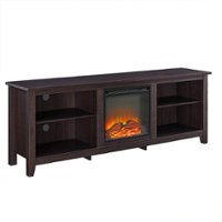 Walker Edison - 70" Open Storage Fireplace TV Stand for Most TVs Up to 80" - Espresso - Front_Zoom