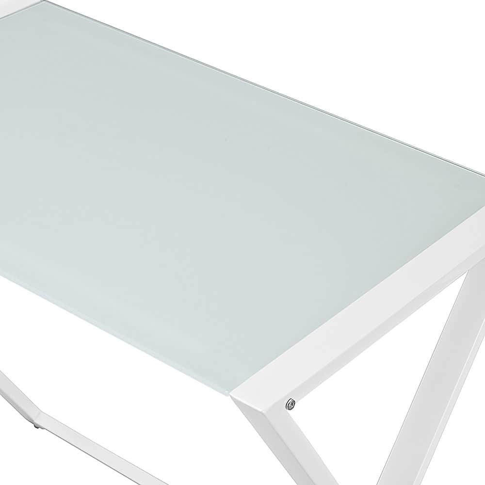 Alt View 12. Walker Edison - 51" L-Shaped Modern Glass Computer Desk - White.