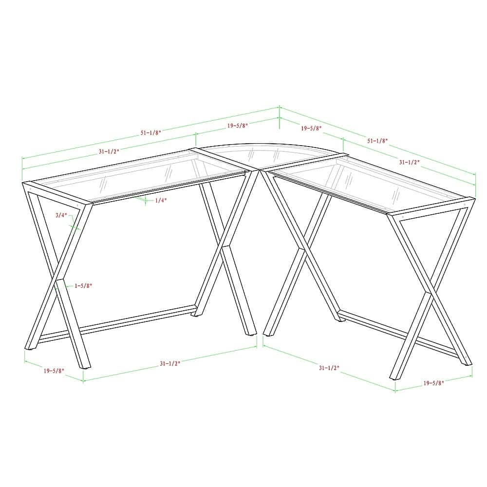 Alt View 17. Walker Edison - 51" L-Shaped Modern Glass Computer Desk - White.