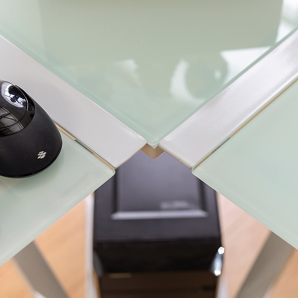 Alt View 18. Walker Edison - 51" L-Shaped Modern Glass Computer Desk - White.