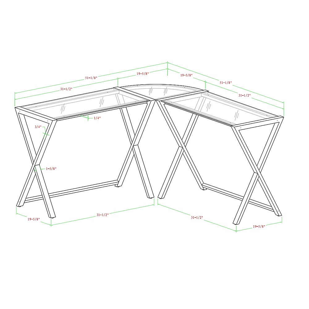 Walker Edison 51 L-Shaped Modern Glass Computer Desk White BB51X29WH -  Best Buy