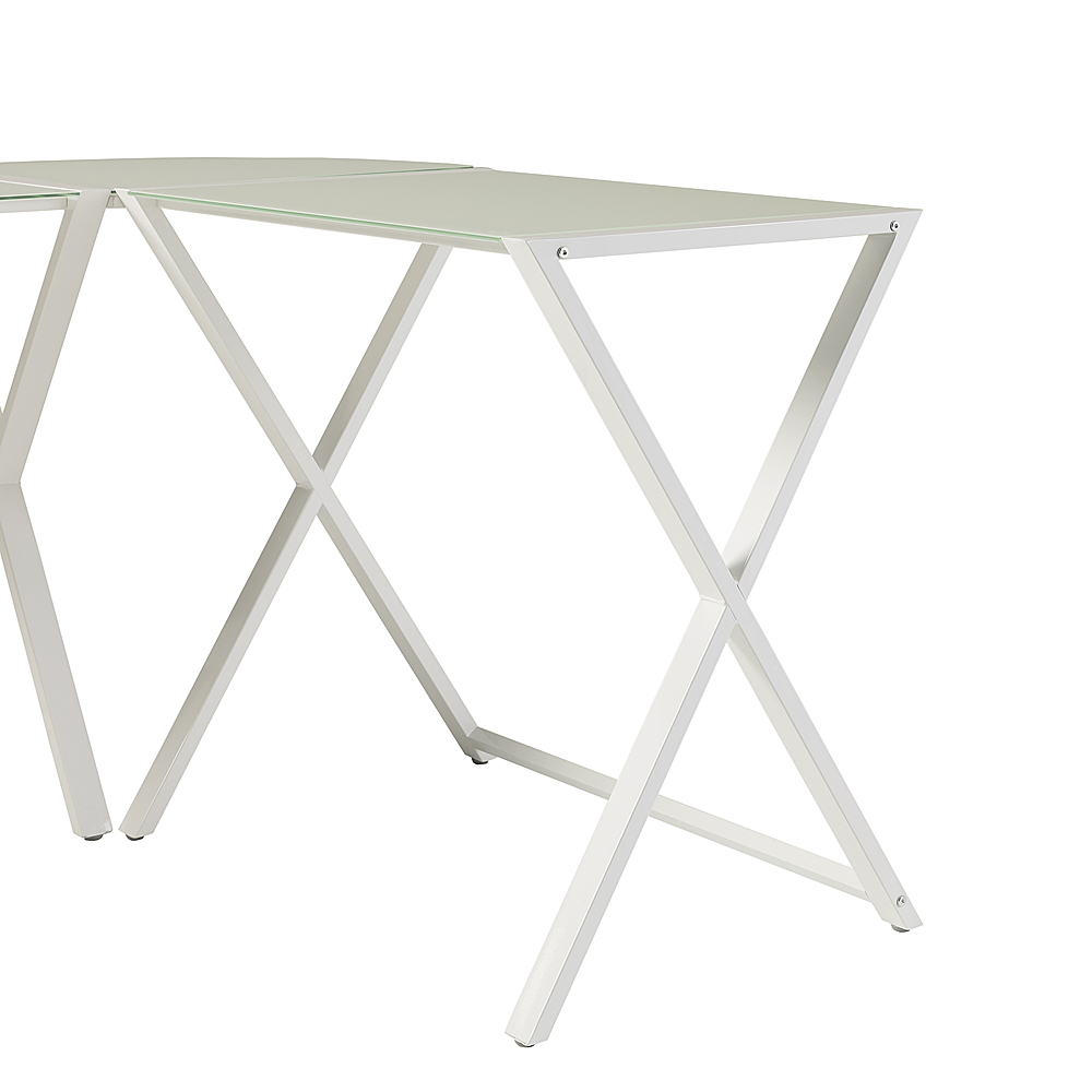 Alt View 13. Walker Edison - 51" L-Shaped Modern Glass Computer Desk - White.