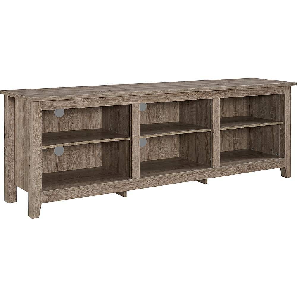 Angle. Walker Edison - Modern 70" Open 6 Cubby Storage TV Stand for TVs up to 80" - Driftwood.
