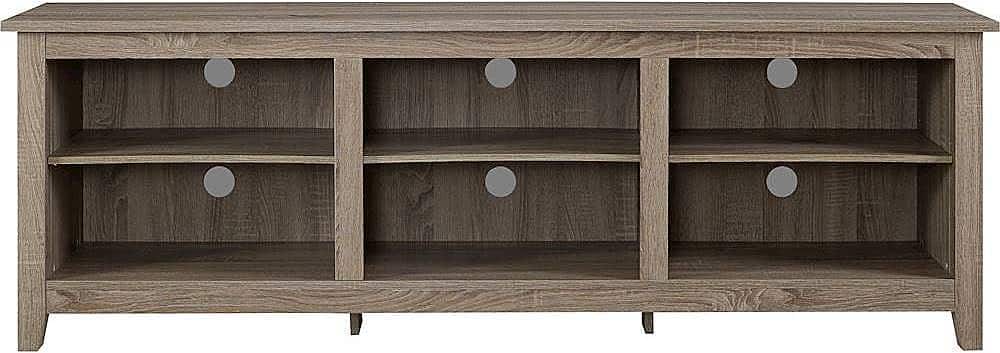 Front. Walker Edison - Modern 70" Open 6 Cubby Storage TV Stand for TVs up to 80" - Driftwood.