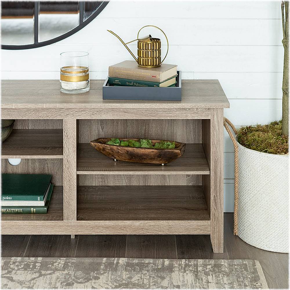 Alt View 16. Walker Edison - Modern 70" Open 6 Cubby Storage TV Stand for TVs up to 80" - Driftwood.