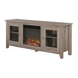 Walker Edison - Traditional Two Glass Door Fireplace TV Stand for Most TVs up to 65" - Driftwood - Front_Zoom