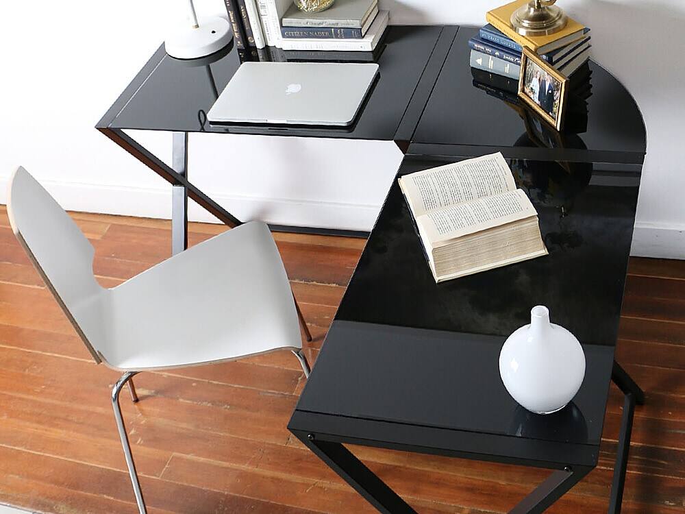 Alt View 13. Walker Edison - L-Shaped Modern Glass Computer Desk - Black.