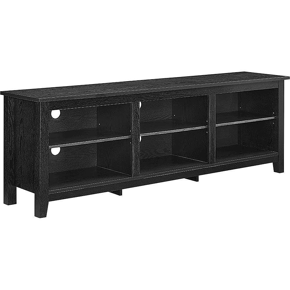 Angle View: Walker Edison - Modern Open 6 Cubby Storage TV Stand for TVs up to 78" - Black
