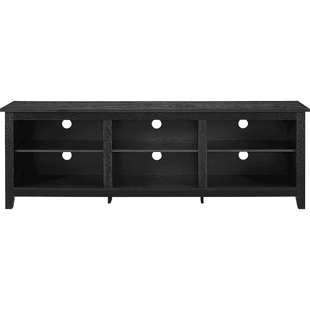 Walker Edison - Modern 70" Open 6 Cubby Storage TV Stand for TVs up to 80" - Black - Front_Zoom