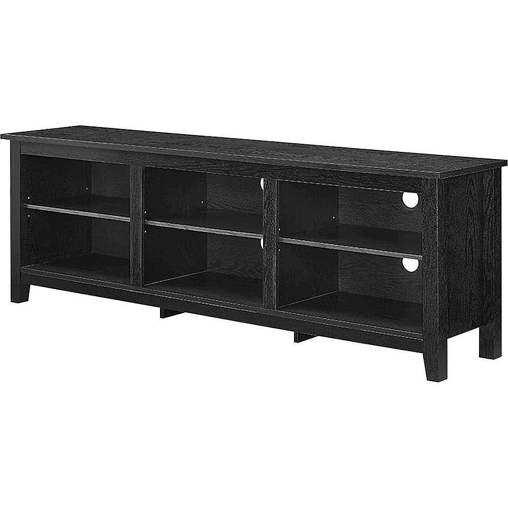 Left. Walker Edison - Modern 70" Open 6 Cubby Storage TV Stand for TVs up to 80" - Black.