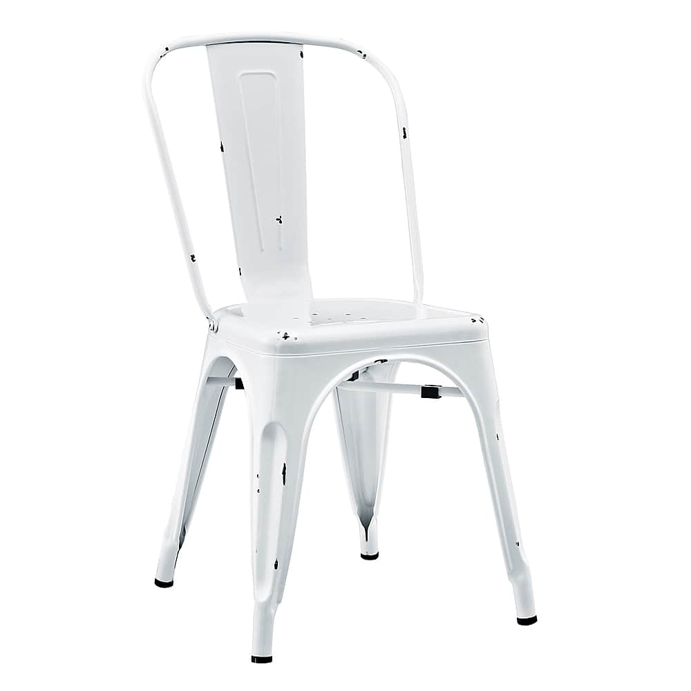 Angle View: Walker Edison - Contemporary Powder-Coated Steel Cafe/Kitchen/Home Office Chair - Antique White