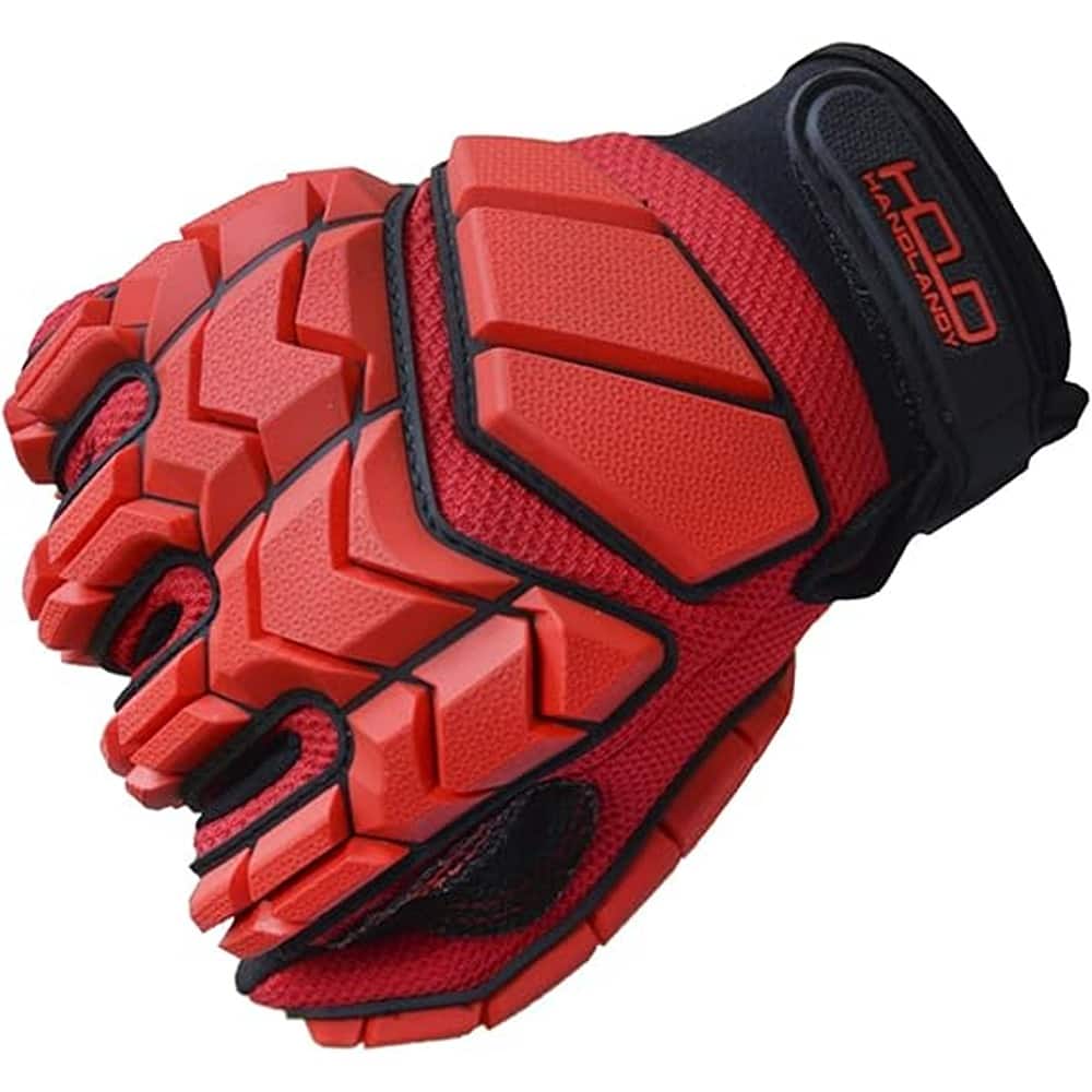 THIRSTY TURTLE - Anti-Vibration Work Gloves with TPR Impact Protection, Padded SBR Fingers and Palm for Safety and Comfort - Red
