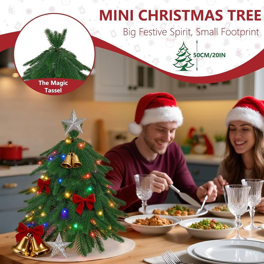 RTMB 20 Inch Mini Christmas Tree for Tabletop, Artificial Desktop Tree ...
