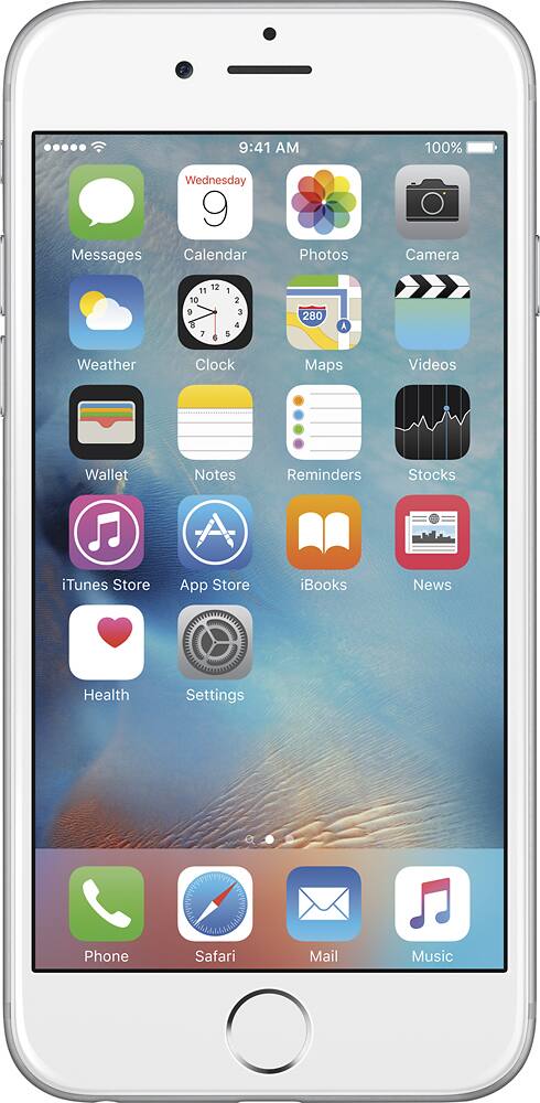 Front. Apple - Refurbished iPhone 6 16GB - Silver.