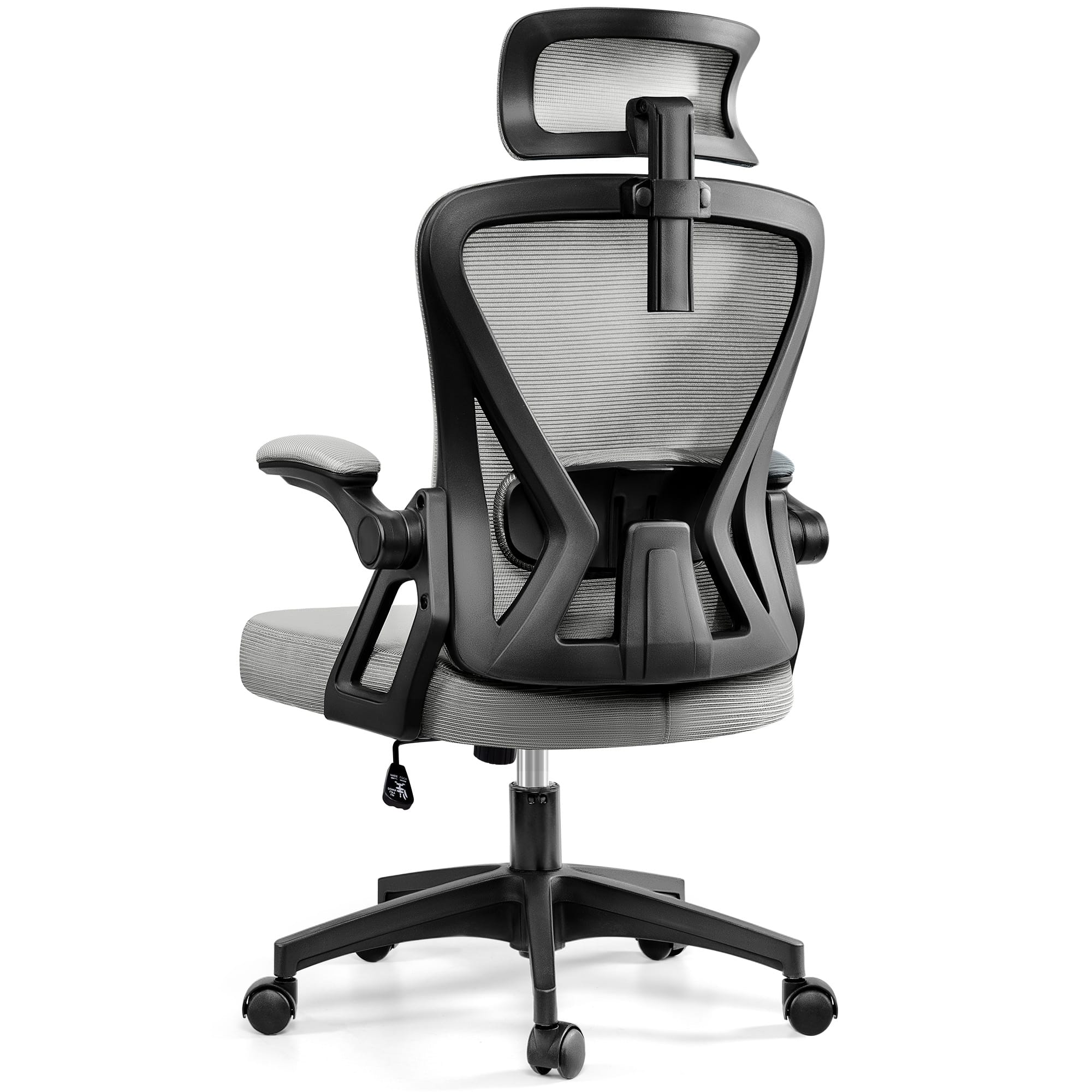 Front. KERDOM - High Back Ergonomic Office Chair with Adjustable Headrest & Lumbar Support Tilt Reclining Computer Chair for Home Office - Light Grey.