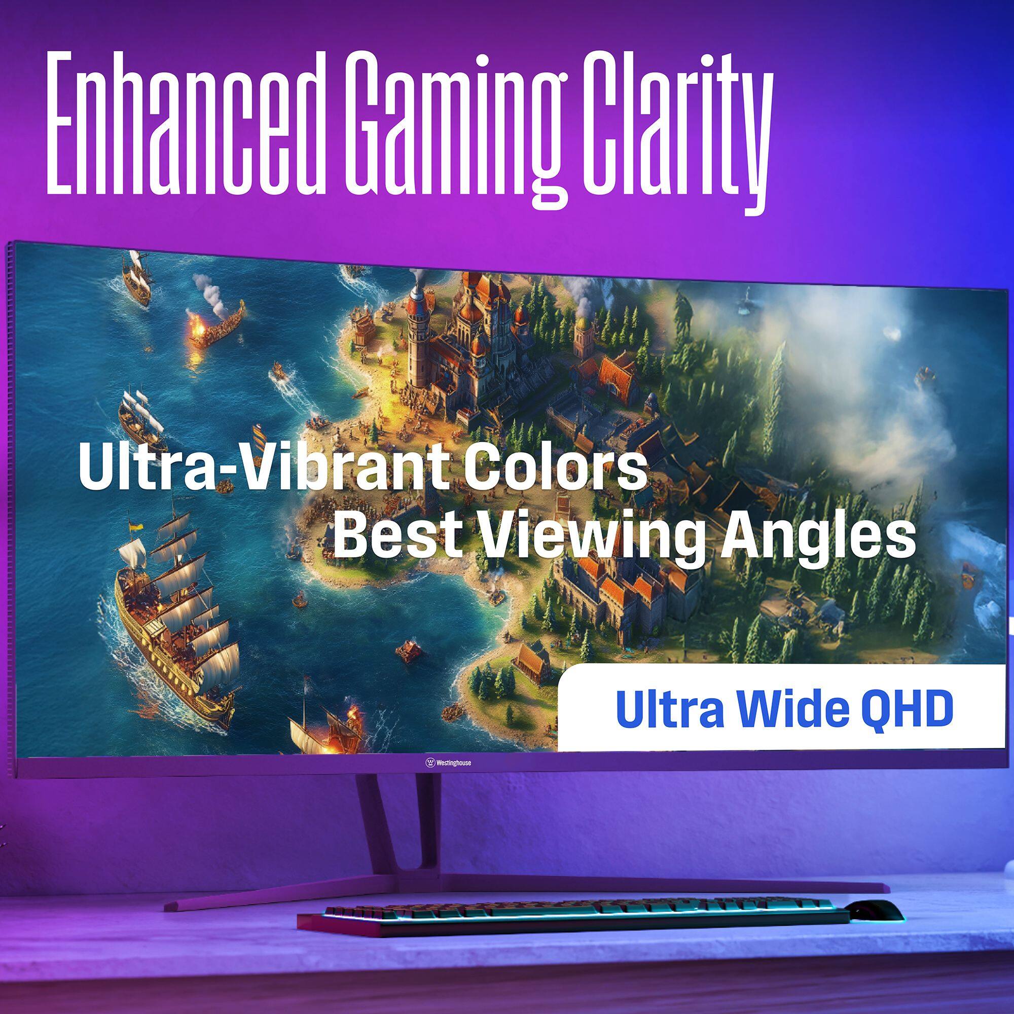 Enhanced Gaming Clarity Ultra-Vibrant Colors Best Viewing Angles - Ultra Wide QHD