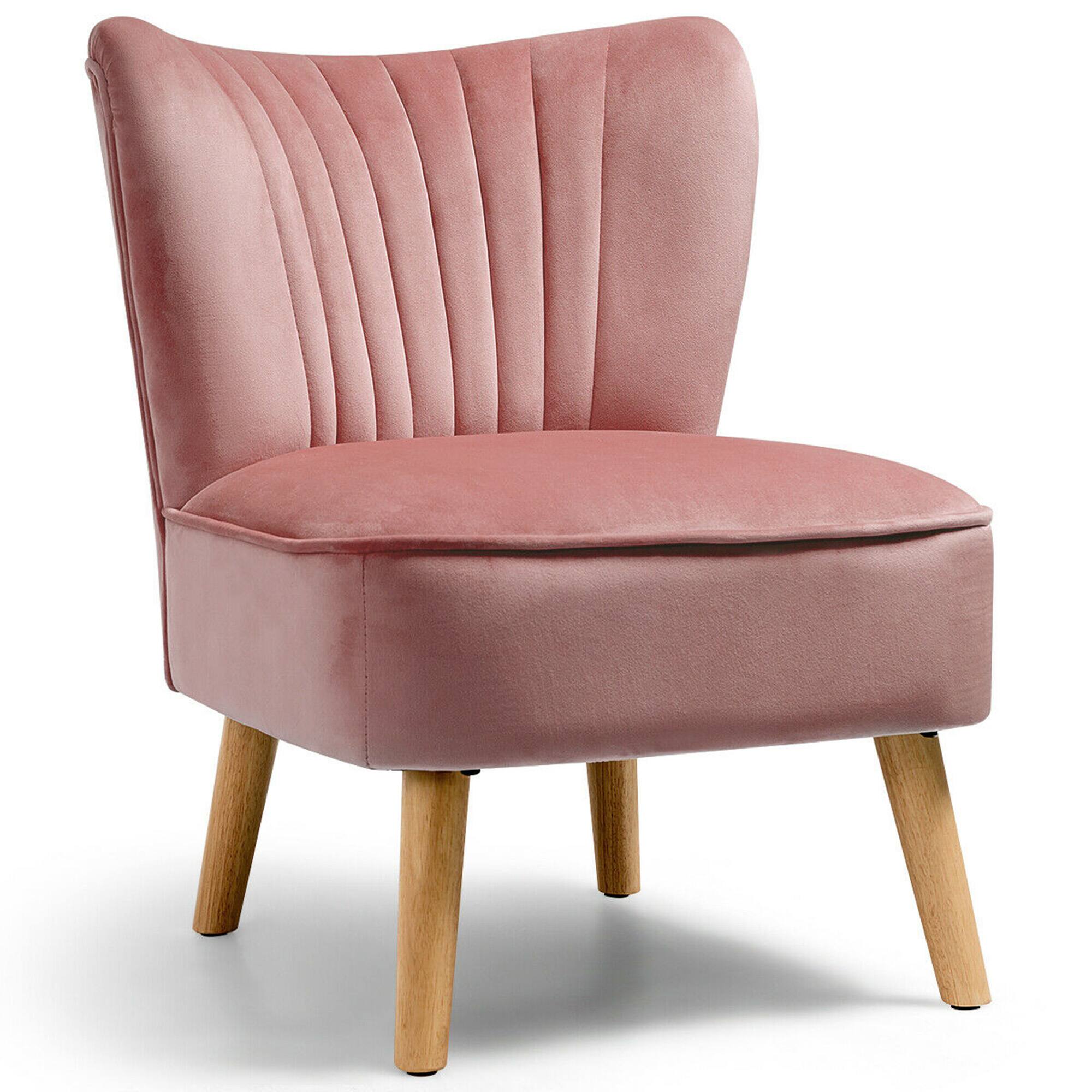 Alt View 9. Gymax - Gymax 2pcs Accent Chairs & End Table Set Armless Velvet Sofa & Round Table - Pink.