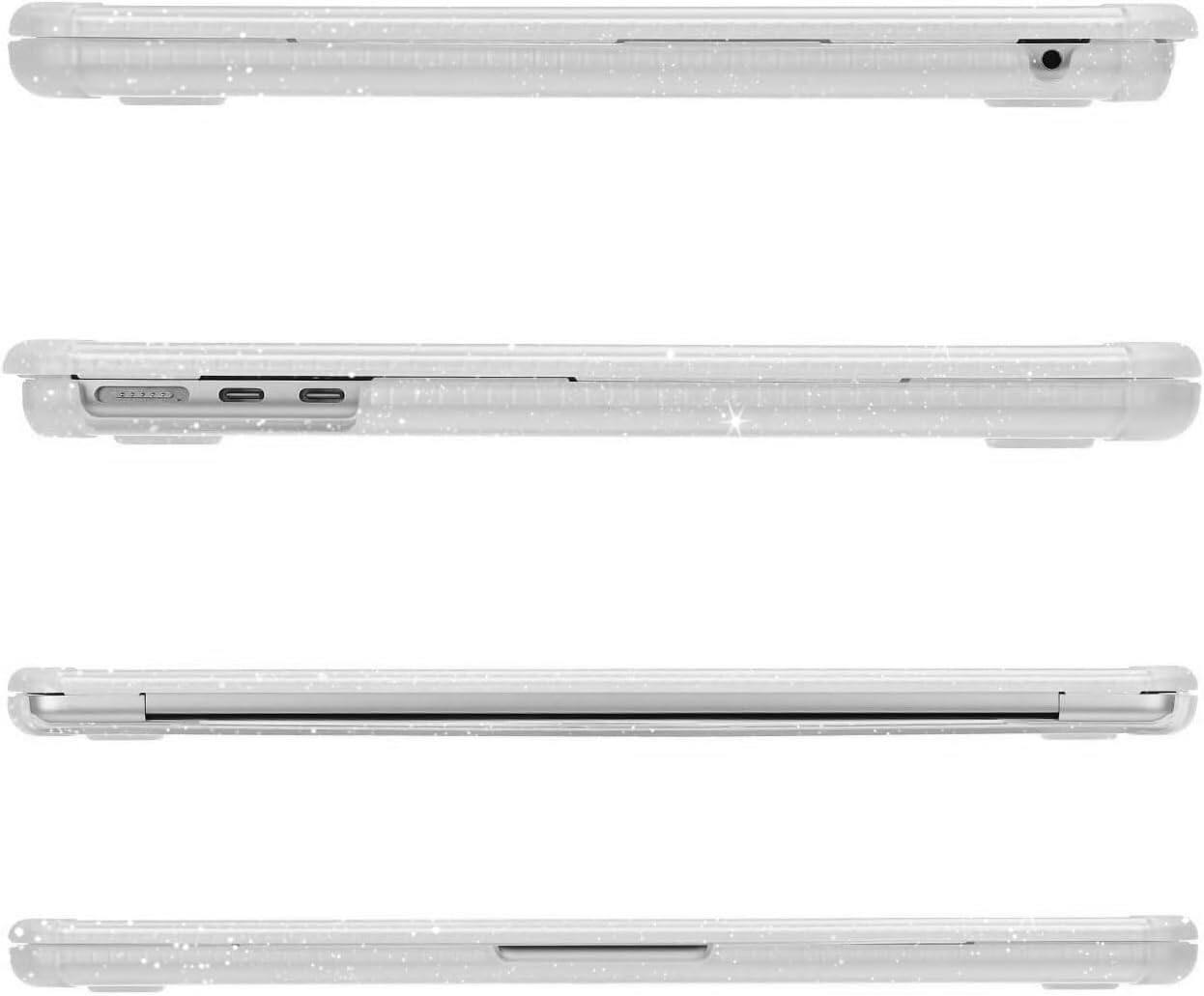 Alt View 4. mosiso - For MacBook Air 13.6 inch M5 A3449 M4 A240 M3 A3113 M2 A2681 2026-2022, Glitter Plastic Hard Shell with TPU Bumper - Transparent.