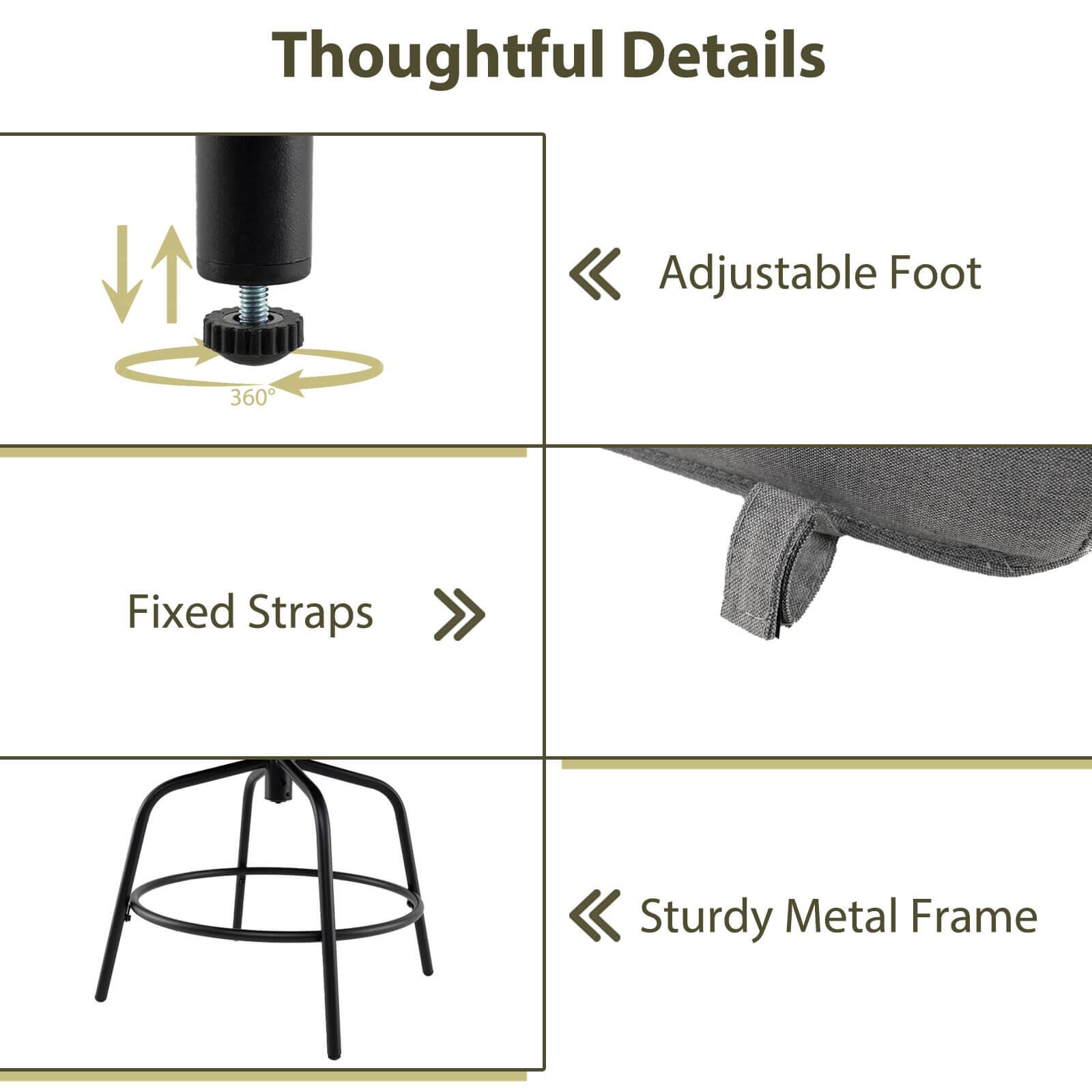 Thoughtful Details

Adjustable Foot
Fixed Straps
Sturdy Metal Frame