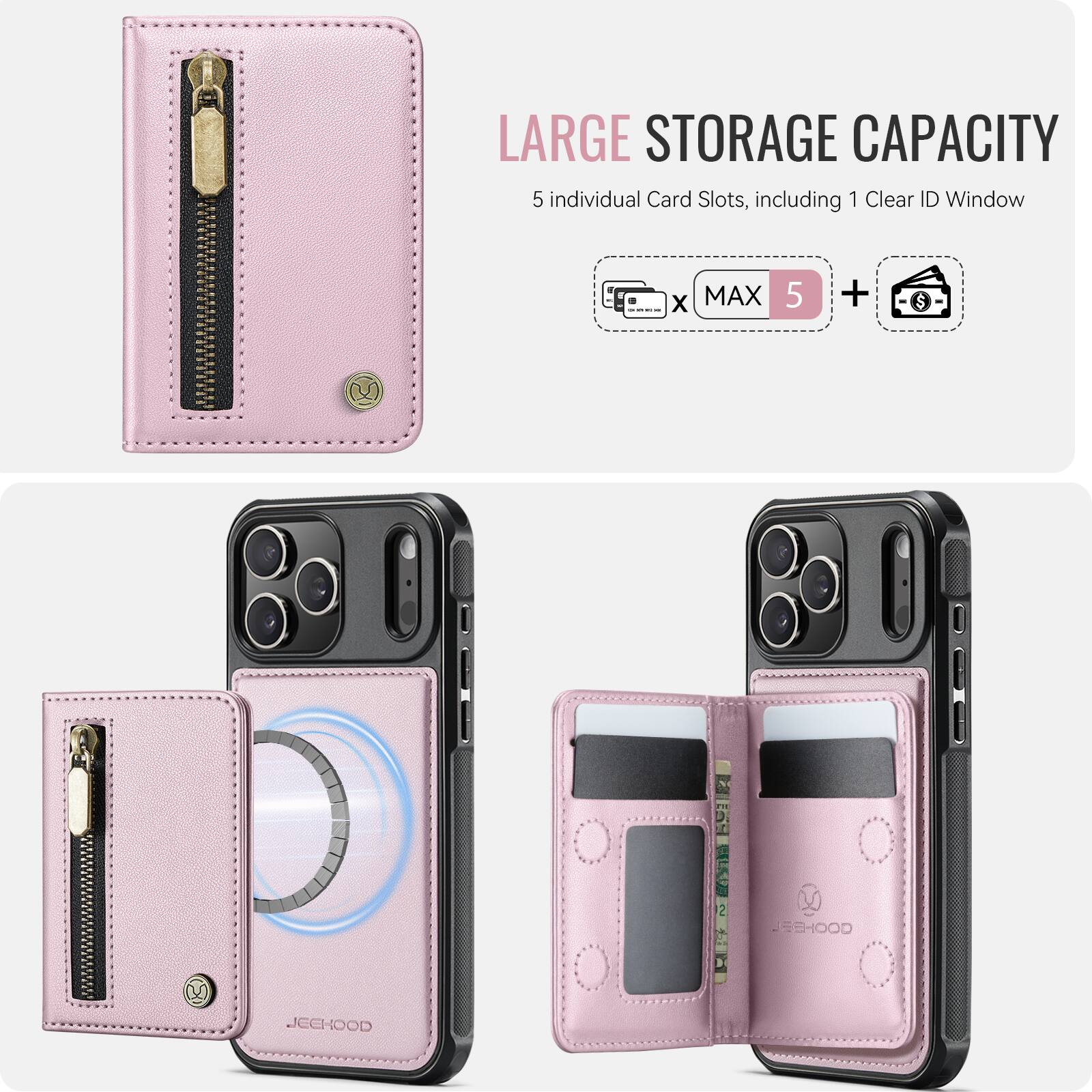 LARGE STORAGE CAPACITY  
5 individual Card Slots, including 1 Clear ID Window  
MAX 5 +