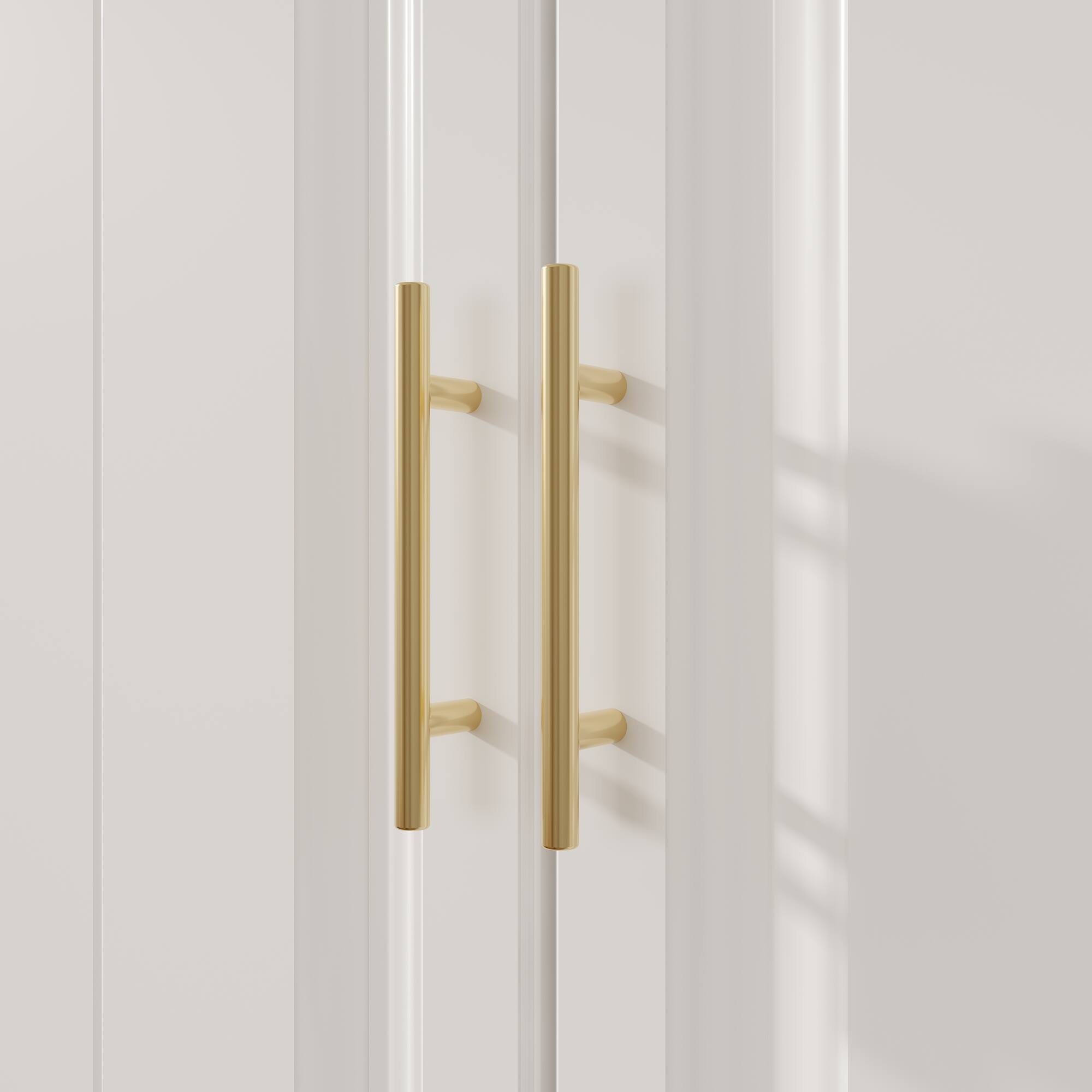 Alt View 4. FUFU & GAGA - FUFU&GAGA 4 - Door Wardrobe: Elegant Storage with Gold Accents & Smooth Drawers - White.