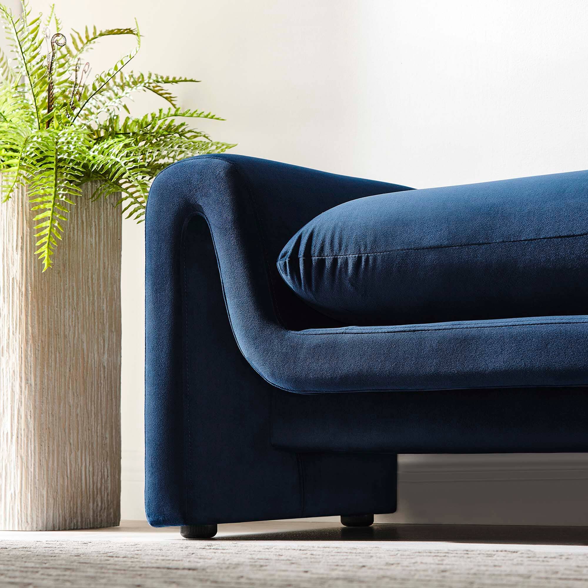 Alt View 4. Modway - Waverly Performance Velvet Bench by Modway - Blue.
