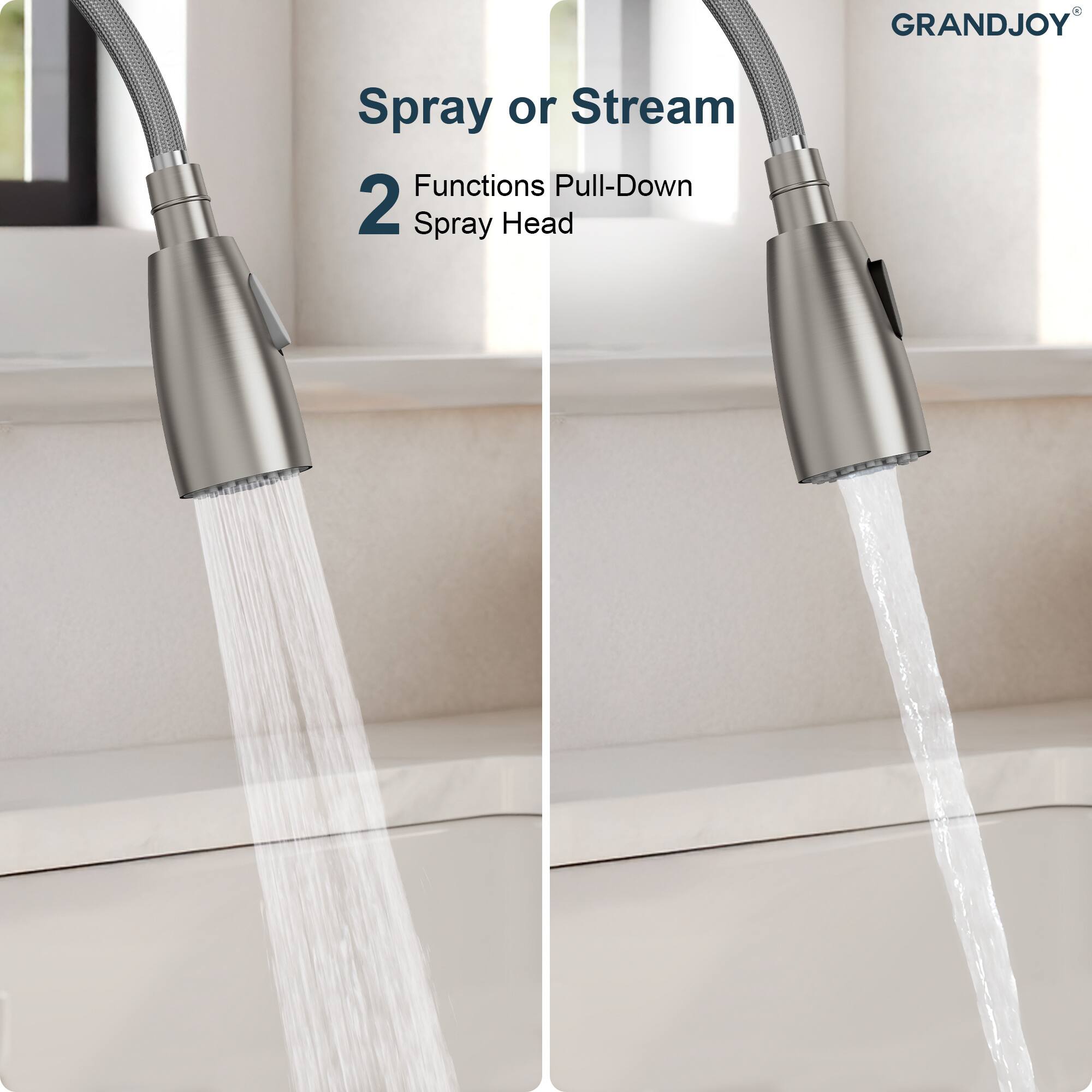 GRANDJOY Spray or Stream Functions Pull-Down 2 Spray Head