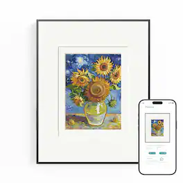 huessen - 13.3" E-Ink Digital Photo Frame, Full-Color Anti-Glare Display, App Control, Wall Mounted, Aluminum Frame - White