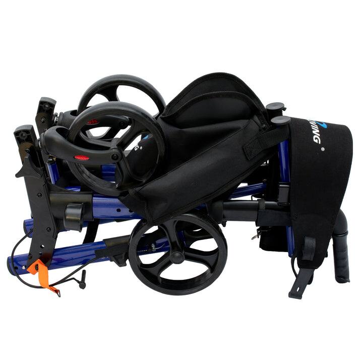 Alt View 4. iLIVING - ILG-622 Foldable Upright Rollator Walker, Lightweight Mobility Aid, Seat & Backrest, Front Bag, Dual Brakes with Lock - Black.