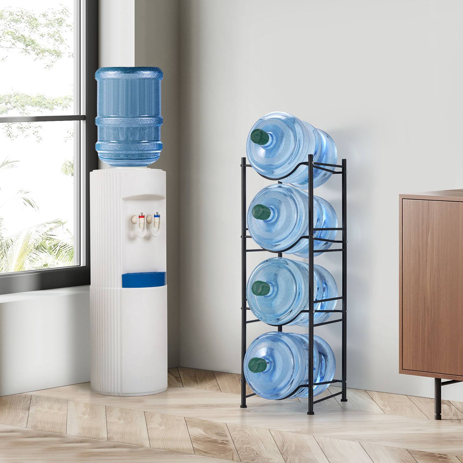 Alt View 1. Oumilen - 4-Tier Black Water Bottle Storage Rack for 5 Gallon Jugs - Black.