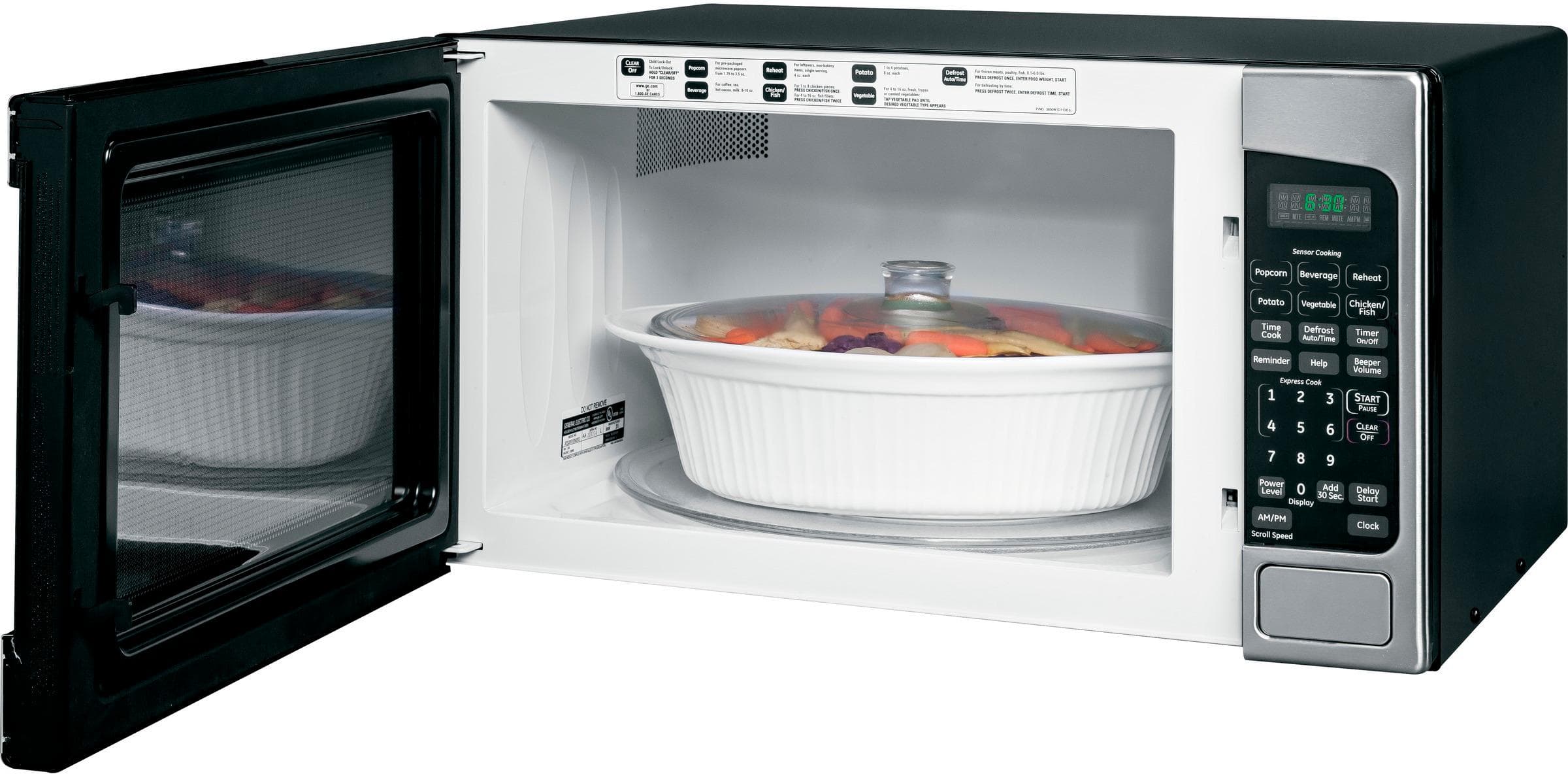 Alt View 11. GE - 2.0 Cu. Ft. Full-Size Microwave - Stainless Steel.