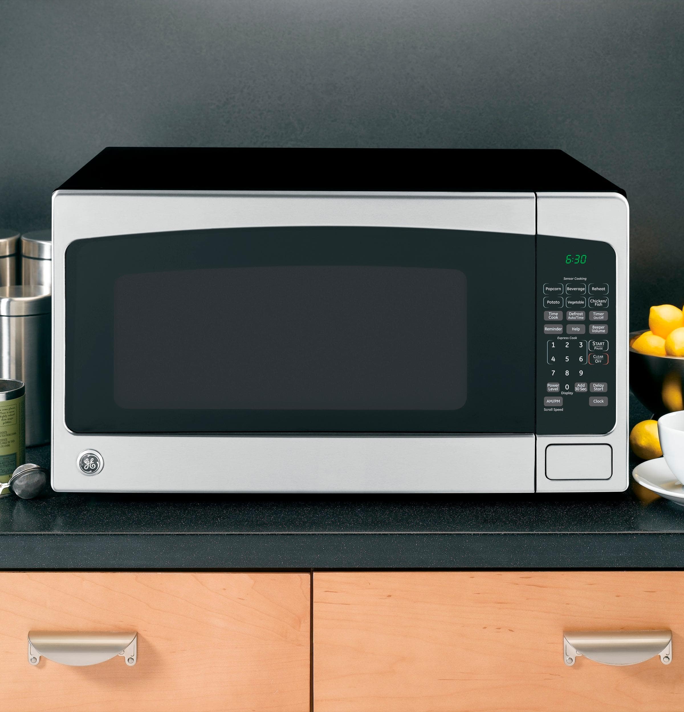 Alt View 12. GE - 2.0 Cu. Ft. Full-Size Microwave - Stainless Steel.