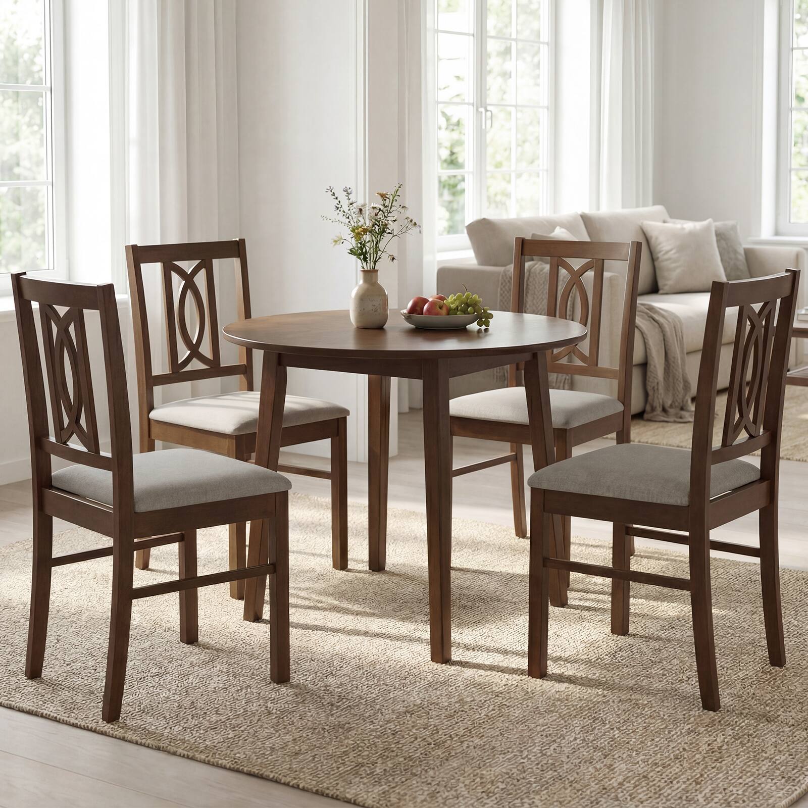 Alt View 1. Gymax - Gymax Dining Chairs Set of 4 w/Hollowed Backrest & Padded Seat for Living Room Kitchen - Brown.