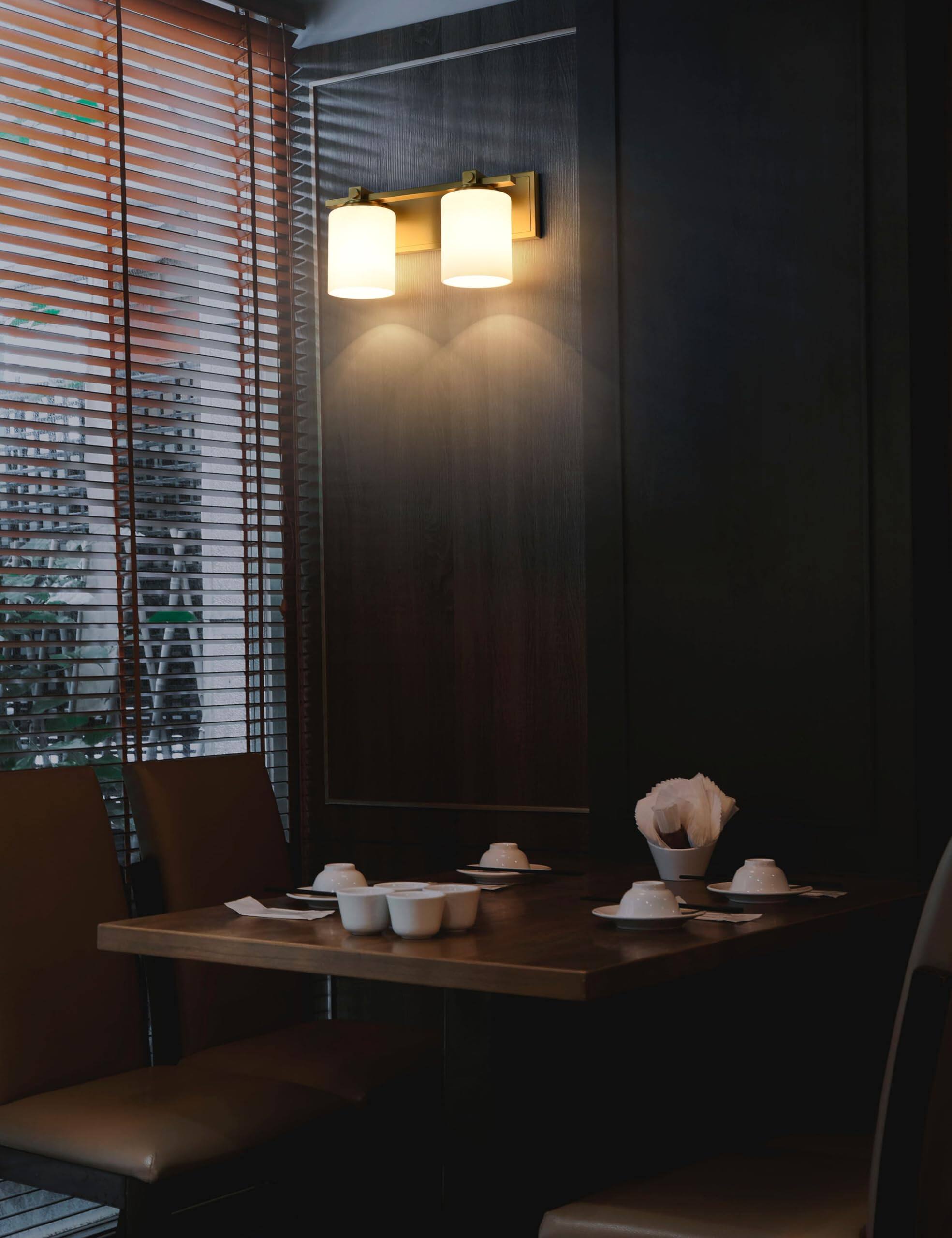 Alt View 6. TECH SAFARI - Bathroom Vanity Light Fixtures Aged Brass Lights Transitional Lighting Fixture With Opal Glass Shade Porch - Aged Brass 2-Light.