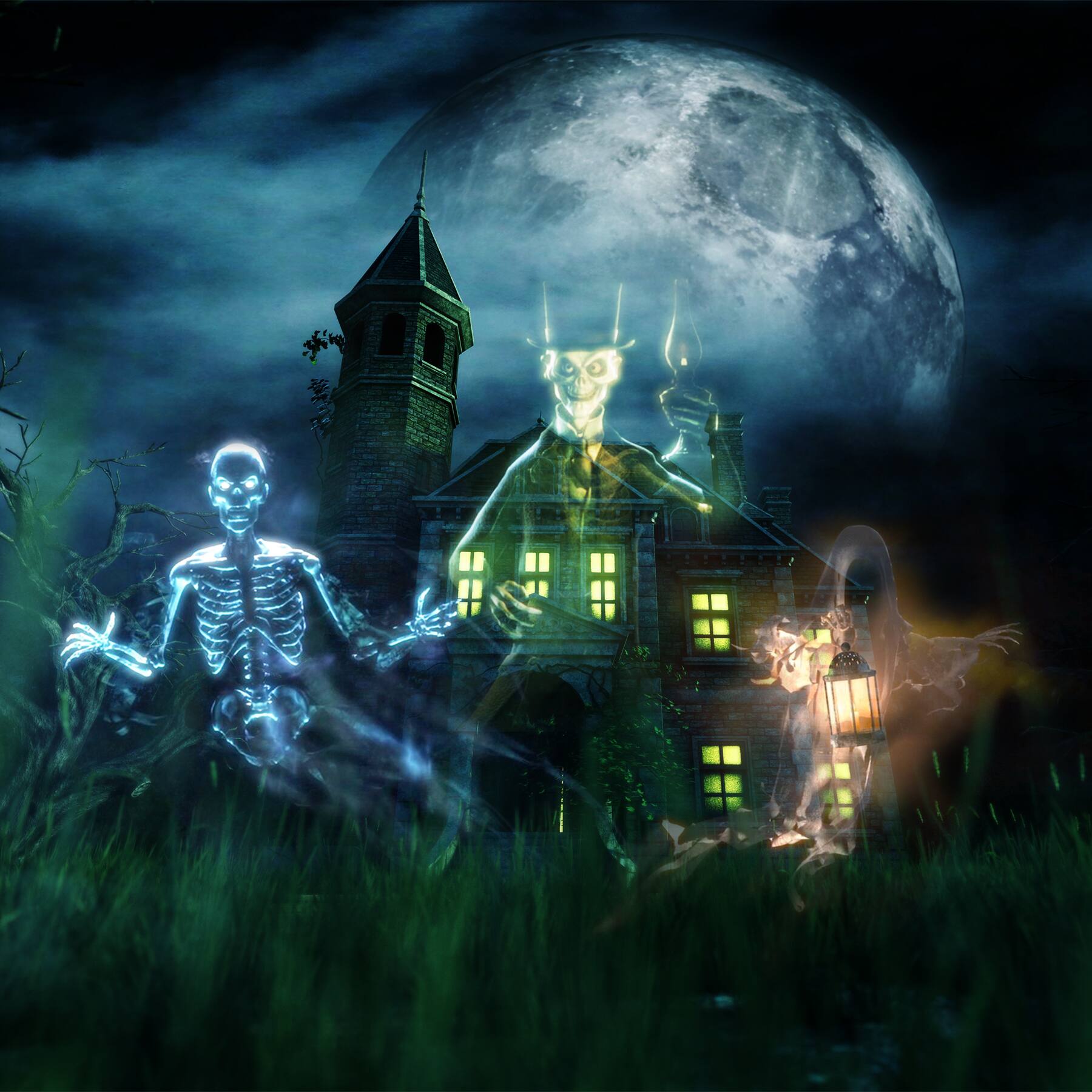 Left. AAXA - Aaxa Hp3 Halloween Special Fx Projector For Haunted Windows, Auto-start, 8 Halloween Movies Preloaded - Orange/Black.