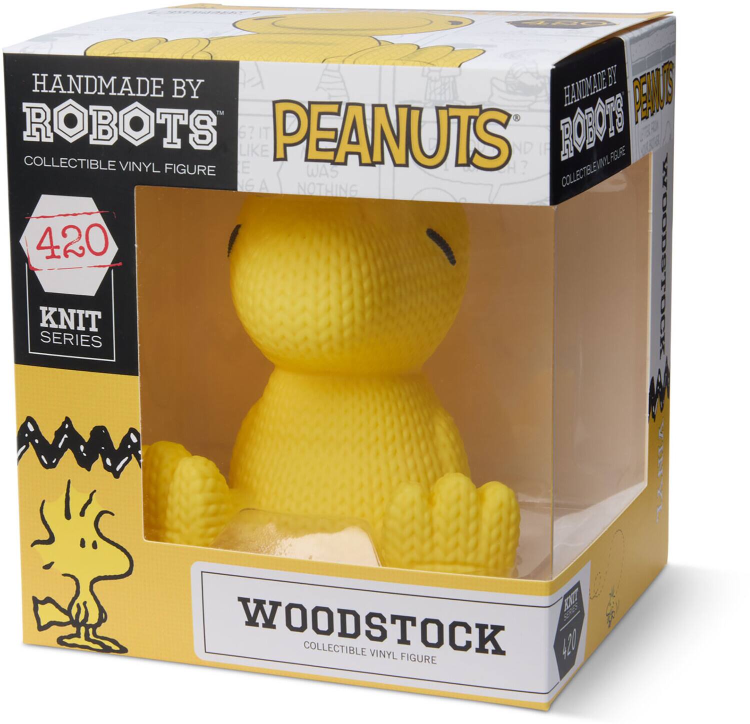 HANDMADE BY ROBOTS  
COLLECTIBLE VINYL FIGURE  

PEANUTS  

420  
KNIT SERIES  

WOODSTOCK  
COLLECTIBLE VINYL FIGURE