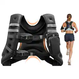 VEVOR - Weighted Vest, 25 lbs Body Weight Vest for Men Women, with Reflective Stripe, Adjustable Buckle, Workout Equipment - Black