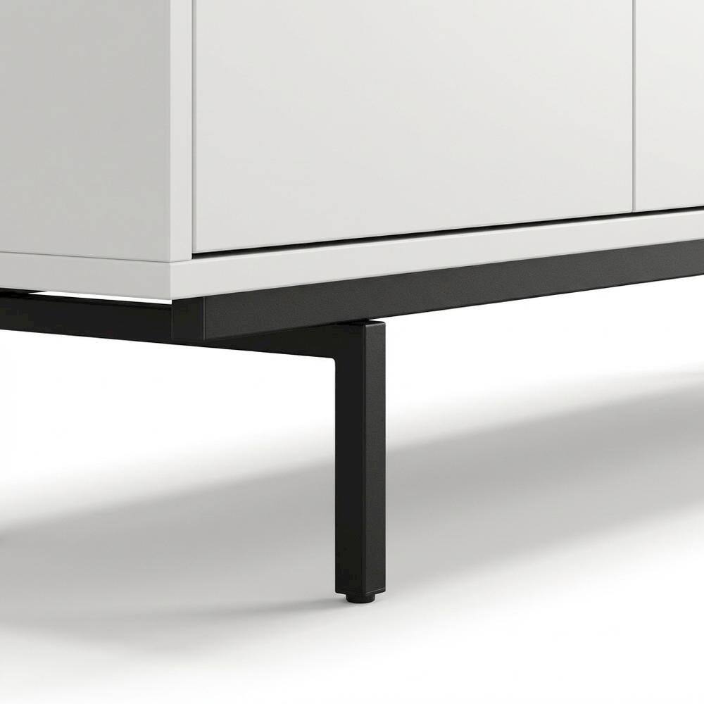Alt View 2. FurniFact - White Laminate TV Console with 3 Doors in Modern and Industrial Styles - White.