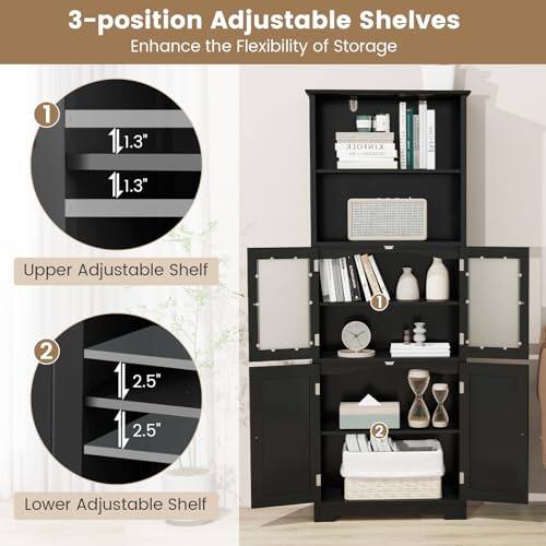 3-position Adjustable Shelves Enhance the Flexibility of Storage

1. 1,1.3" 1,1.3" Upper Adjustable Shelf
2. 2.5" 2.5" Lower Adjustable Shelf