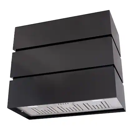 Front. Akicon - Akicon 36 inch Ducted 600-CFM Jet Black Wall-Mounted Range Hood with Charcoal Filter - Black.
