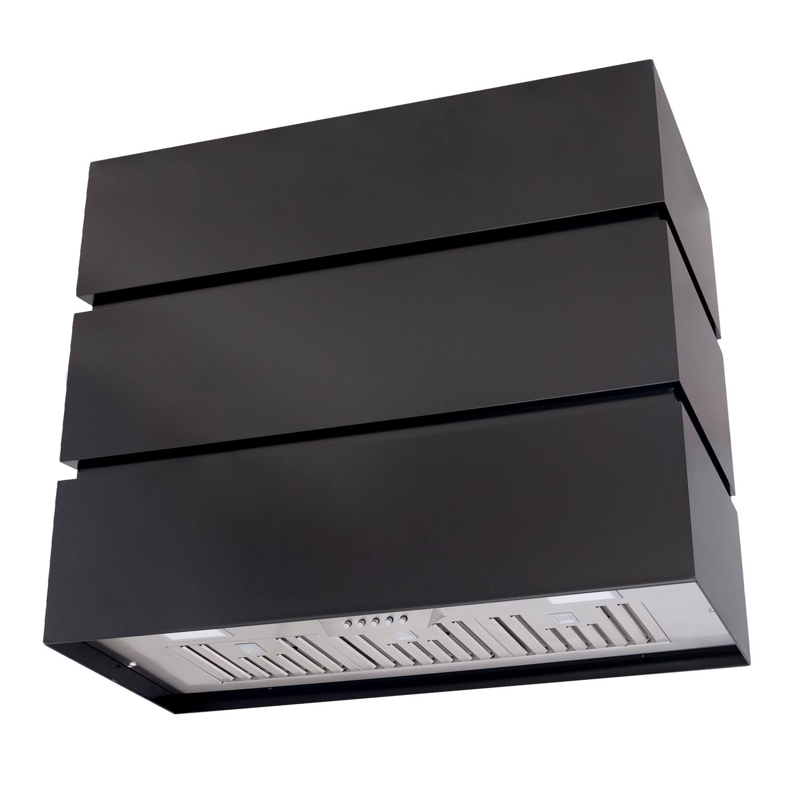 Front. Akicon - Akicon 36 inch Ducted 600-CFM Jet Black Wall-Mounted Range Hood with Charcoal Filter - Black.