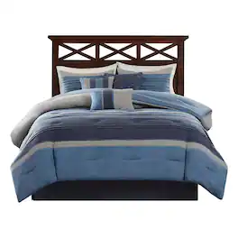 Gracie Mills - Conley 7 Piece Suede Pieced Comforter Set - Navy