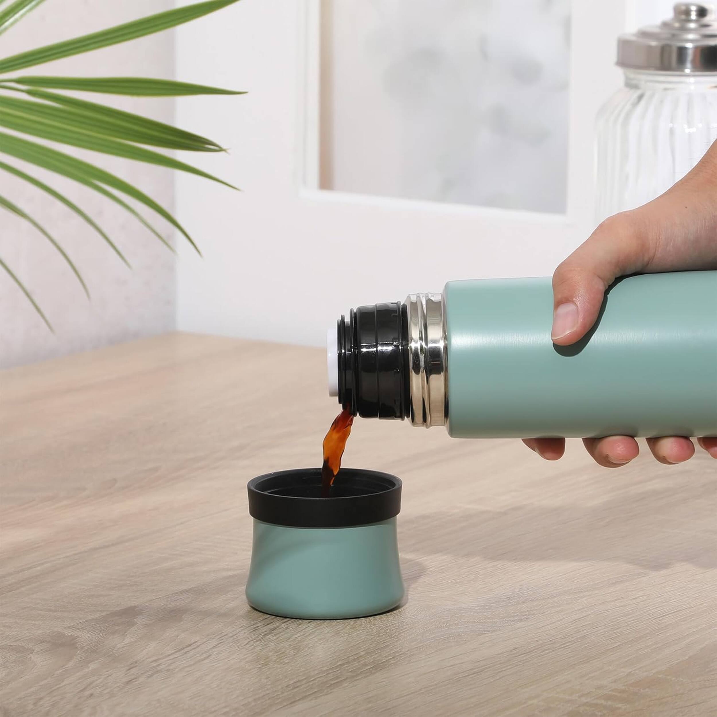 Alt View 1. Mr. Coffee - Mr. Coffee Silverleaf 23 oz Stainless Steel Double Wall Vacuum Insulated Travel Mug in Teal - Teal.