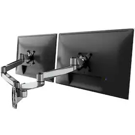 Mount-It! - CLiX Series Full Motion Dual Monitor Wall Mount for 13"-34" Screens, Swivel & Tilt - Silver