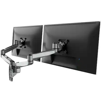 Front. Mount-It! - CLiX Series Full Motion Dual Monitor Wall Mount for 13"-34" Screens, Swivel & Tilt, Silver - Silver.
