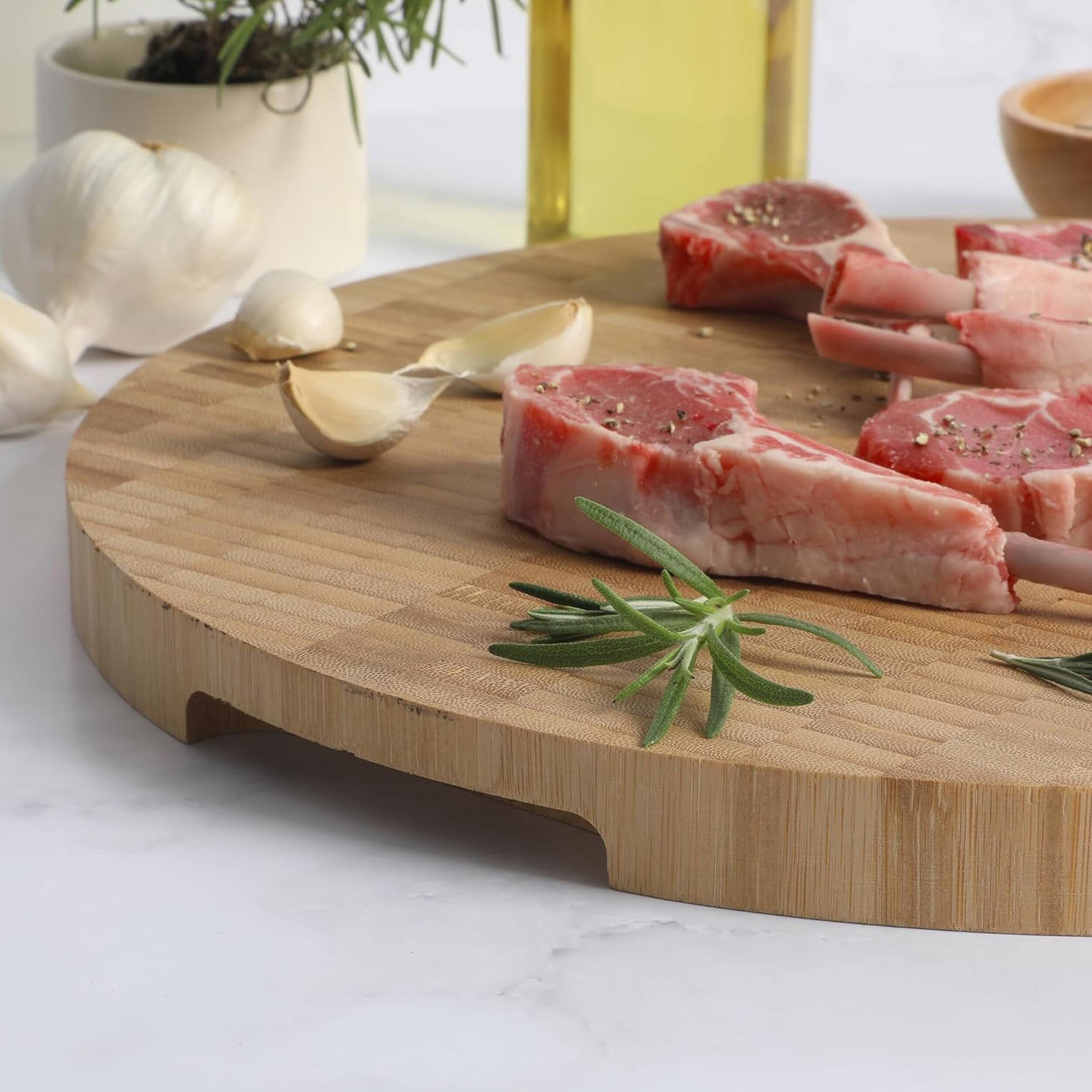 Alt View 5. Oster - Oster Capeheart 14 Inch Round End-Grain Bamboo Cutting Board.