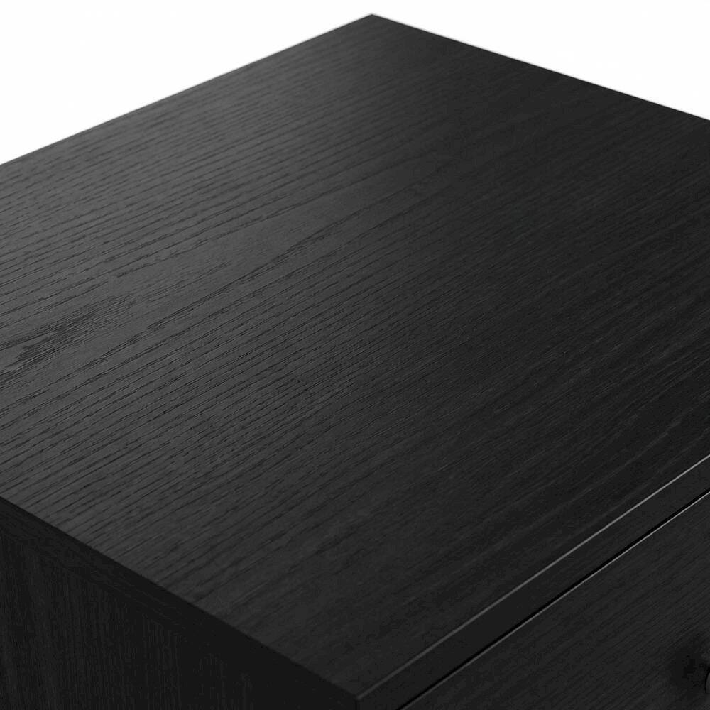 Alt View 1. FurniFact - Black Wood Nightstand Set with Drawer - Modern Bedside Storage - Black Oak.