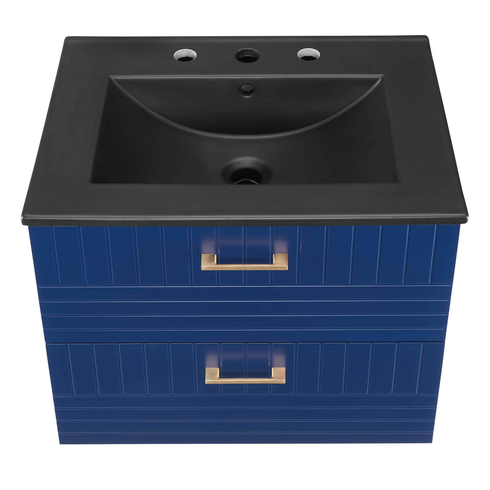 Alt View 4. Modway - Daybreak Wall-Mount Bathroom Vanity Basin Included by Modway - Blue Black.