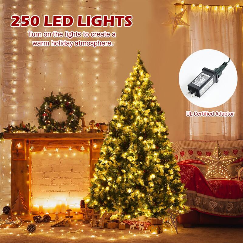 250 LED LIGHTS  
Turn on the lights to create a warm holiday atmosphere.  
UL Certified Adaptor